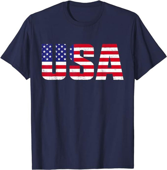 Patriotic Shirts For Men, USA Shirt Patriotic American Flag T-Shirt Menswear Top Casual Cotton Basic Fashion