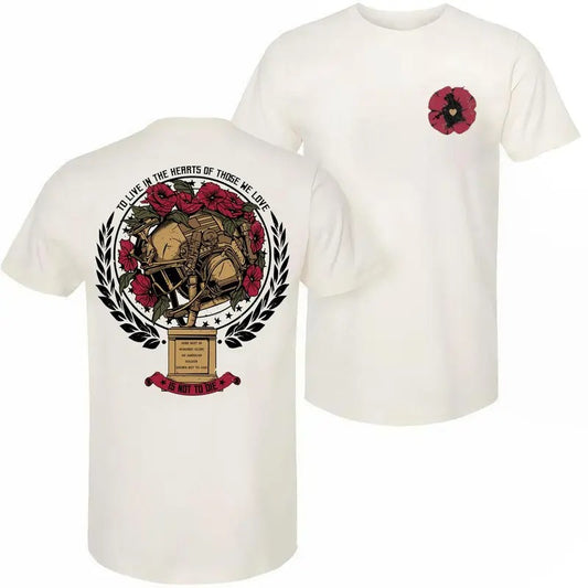 Patriotic Those We Love T-shirt - Memorial Design with Helmet and Poppies, Perfect Gift for Father or Grandpa