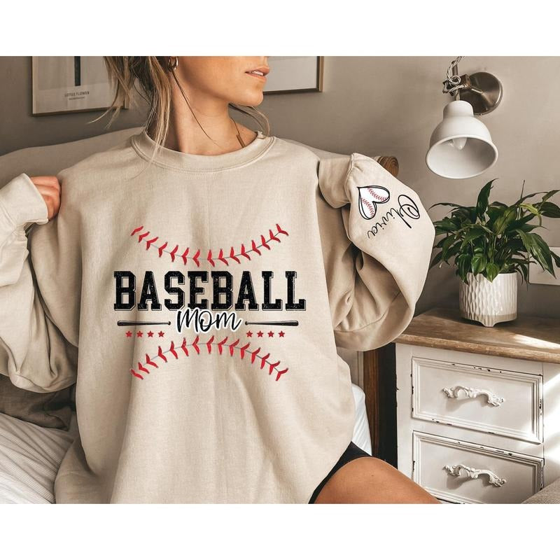 Personalized Baseball Mom Sweatshirt with Kids names, Baseball Hoodie For Women, Sports Mom Shirt, Mothers Day Gift, Family Baseball Shirt
