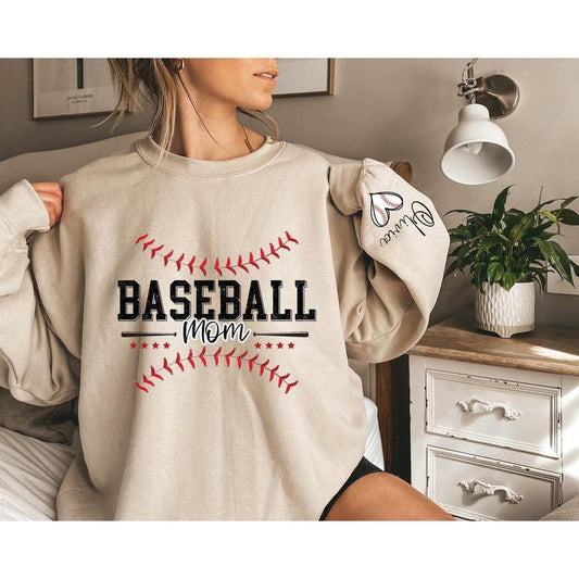Personalized Baseball Mom Sweatshirt with Kids names, Baseball Hoodie For Women, Sports Mom Shirt, Mothers Day Gift, Family Baseball Shirt