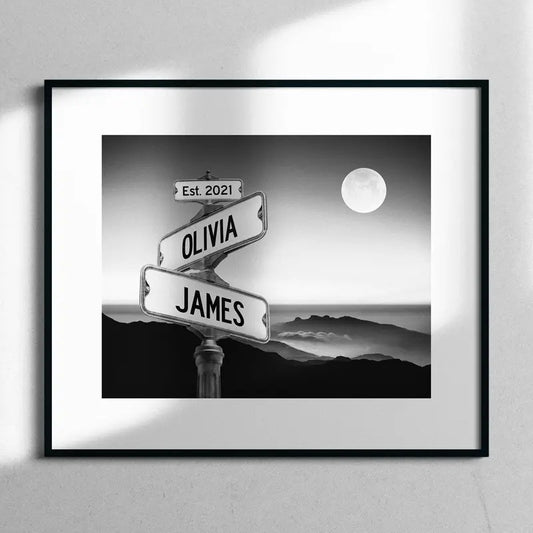 Personalized Engaged Couple Poster, Street Sign Custom Names, Wedding, Anniversary Gift, Gifts For Spouse Couple, Poster Prints No Frame, Custom Name, Wall Hanging Decor, Gifts For Birthday Anniversary