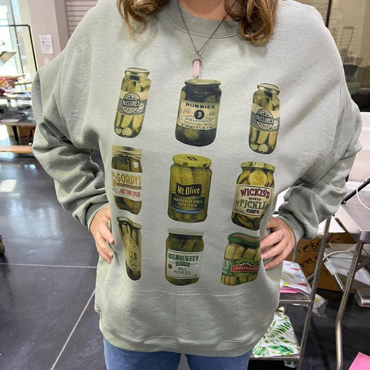 Pickle Jar Sweatshirt Funny Pickle Sweater Funny Pickle Jar Sweatshirt Pickle Jar Sweater Long Sleeve Casual