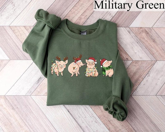 Pig Christmas Sweatshirt, Funny Christmas Hoodie, Pig Christmas Sweater, Christmas Sweatshirt, Holiday Sweater, New Year Hoodie, Xmas Tshirt Casual Clothes Casual Clothes