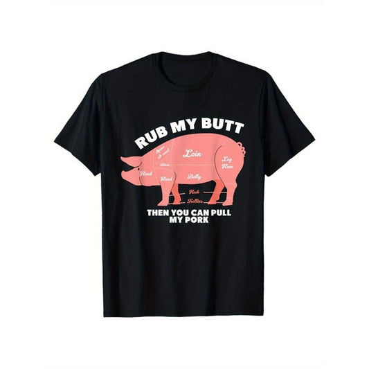 Pig Print, Men's Cotton T-shirt, Graphic Tee Men's Outdoor Clothes, Men's Clothing, Casual Short Sleeve Crew Neck T-shirt, Tops For Men, Gift For Men made in usastyle{n002}8