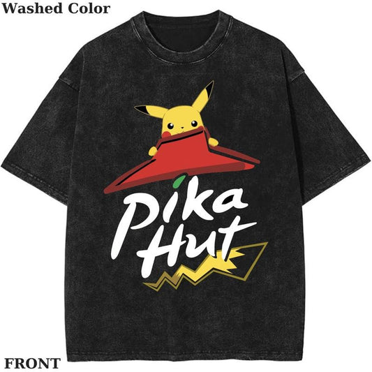 Pika Hut Pokemon Graphic Tee, Pokemon T-Shirt, PKM Shirt, Anime Funny Shirt, Vintage Tee Streetwear Shortsleeve Printed Womenswear Top Cotton