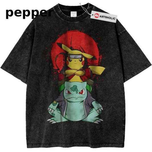 Pikachu Shirt, Bulbasaur Shirt, Pokemon Shirt, PKM Shirt, Anime Shirt, Vintage T-Shirt Menswear Top Underwear