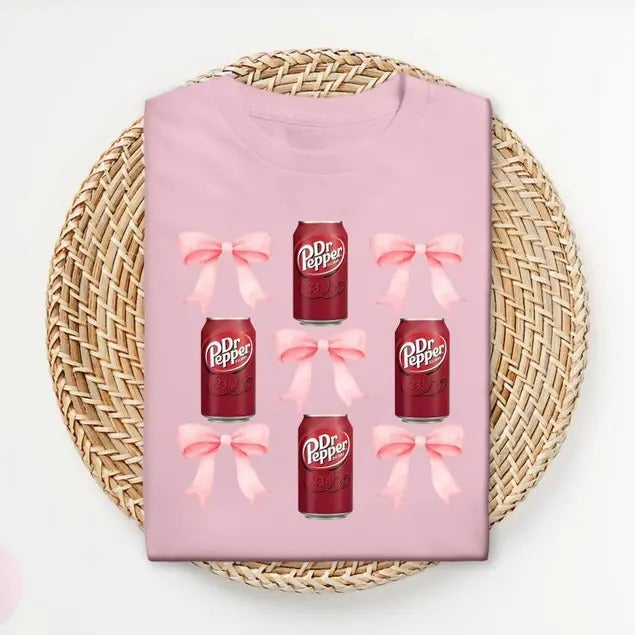 Pink Bow Coquette Dr Pepper tshirt, Cute Pink Soda Drink Shirt, Dr.Pepper T-Shirt, Aesthetic Girly Tee
