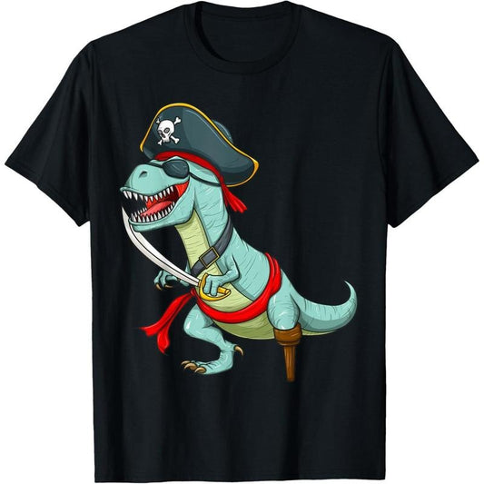 Pirate Dinosaur T Rex Funny Tyrannosaurus Halloween Costume T-Shirt made in usa