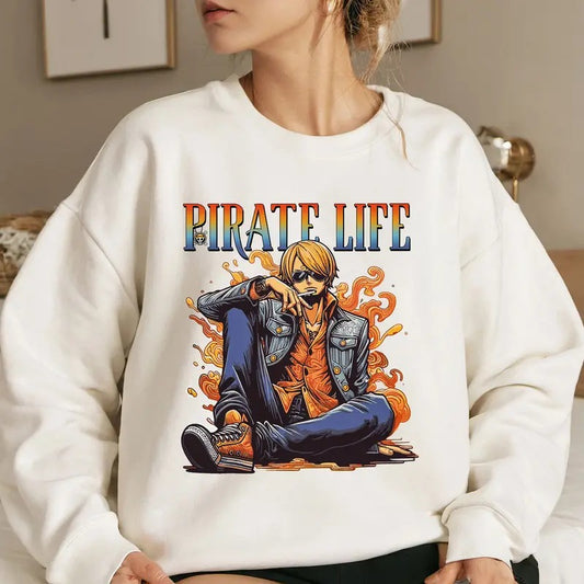 Pirate Life Black Leg Straw Hat OP Shirt Crewneck Hoodie, Anime Shirt Comfort Fabric