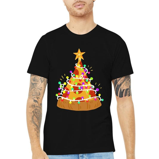 Pizza Christmas Tree Shirt: A Festive Fusion of Food and Holiday Spirit, Men's Fashion Trend Pure Cotton Round Neck Tee, Comfy Outdoor Tee With Relaxed Fit made in usa