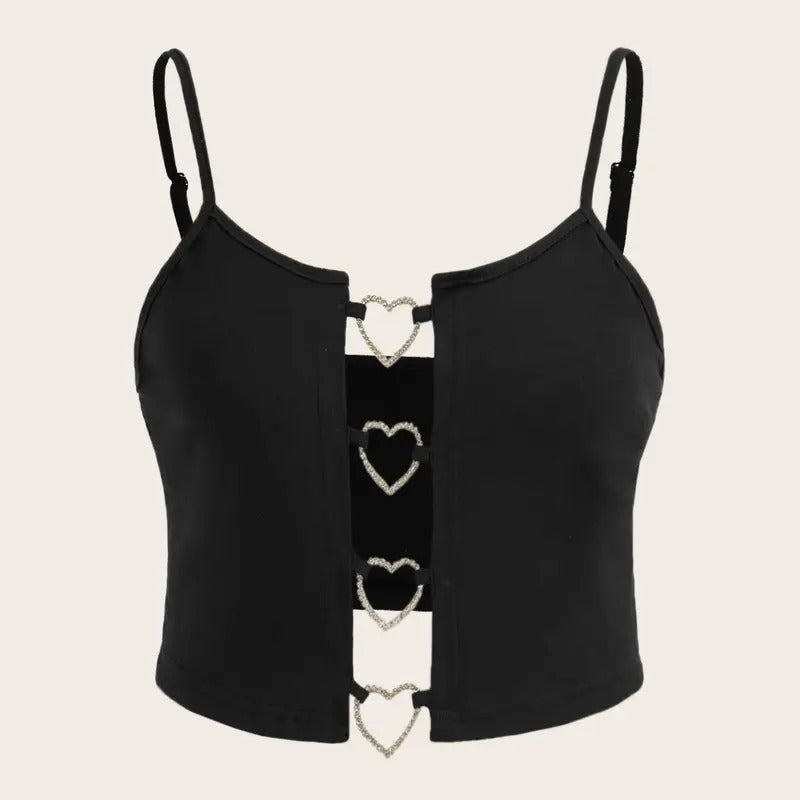 Plus Size Cut Out Cami Crop Top Ring Linked Y2k Tops