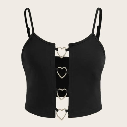 Plus Size Cut Out Cami Crop Top Ring Linked Y2k Tops