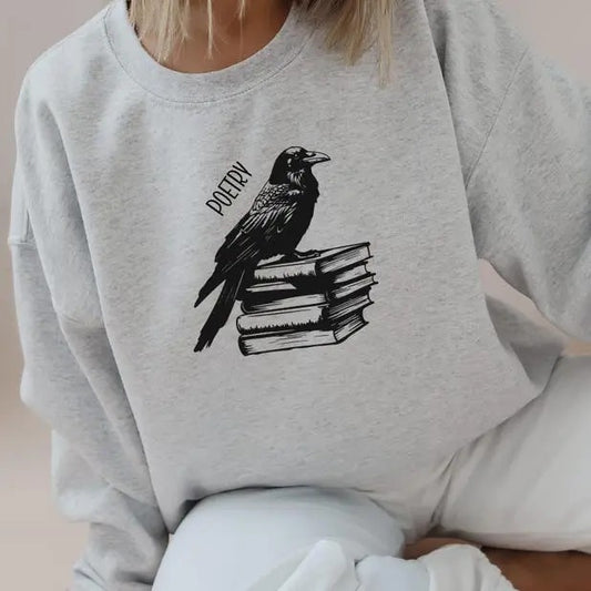 Poetry Sweatshirt, Crow Sweater, Bird Sweatshirt, Raven Sweater, Dark Academia Sweater, Poetry Lover Shirt