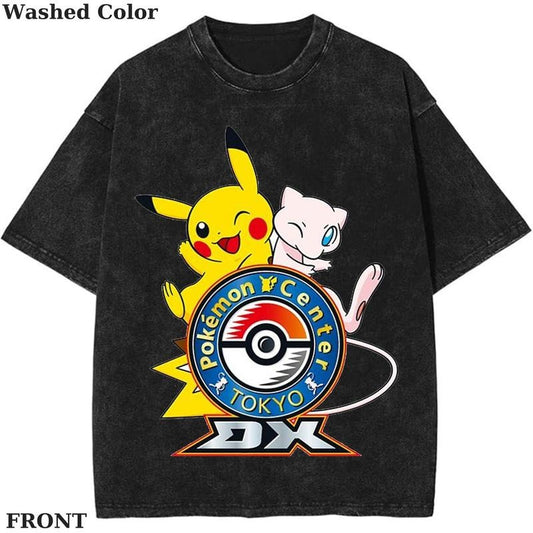 Pokémon Pikachu Mewtwo Graphic T-Shirt, Pokemon T-Shirt, PKM Shirt, Anime Funny Shirt, Vintage Tee Streetwear Shortsleeve Printed Womenswear Top