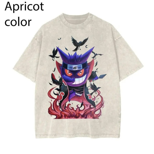 Pokémon x Naruto crossover Gengar Akatsuki T-shirt, Pokemon Graphic T-shirt, Anime T-shirt, Funny T-shirt, Vintage Graphic Tee, Cotton Streetwear