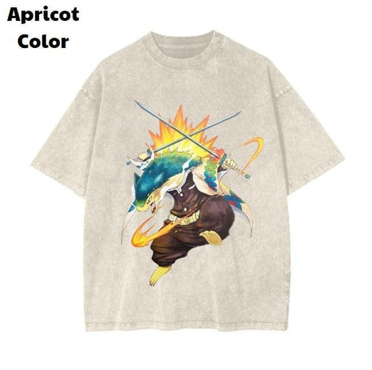 PokeSlayer Typhlosion Tee, Demon Slayer T-shirt, Pokemon Graphic Tee, PKM Shirt, Anime Shirt, Vintage Graphic T-Shirt Womenswear Top