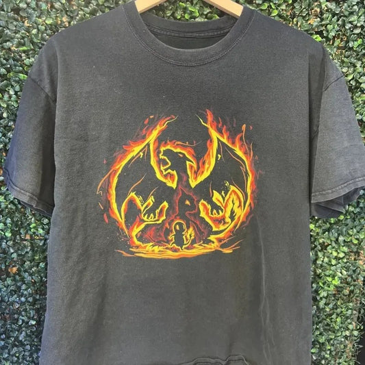 Pokemon Charzard Evolution Flaming Graphic Tee Shirt, Mens Graphic Tee, Pokemon shirt, vintage graphic tees, Charzard Evolution Flaming Shirt Top Menswear