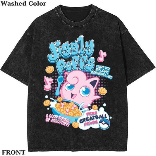 Pokemon Jigglypuff Cereal Graphic T-Shirt, Pokemon T-Shirt, PKM Shirt, Anime Funny Shirt, Vintage Tee Streetwear Shortsleeve Printed Womenswear Top