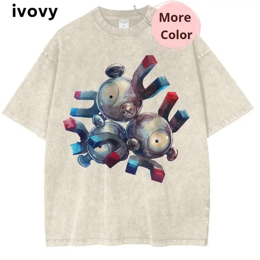 Pokemon Magneton Vintage T-Shirt, Anime PKM Shirt Magneton, Anime Graphic Tee, Vintage T-Shirt Menswear Top Underwear Tshirt Comfort