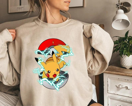 Pokemon Pikachu Sweatshirt, Pokemon Shirt, Pikachu Pokemon T-Shirt, Pikachu Sweatshirt, Anime Sweatshirt, Anime Shirt, Pokemon Fans Gift