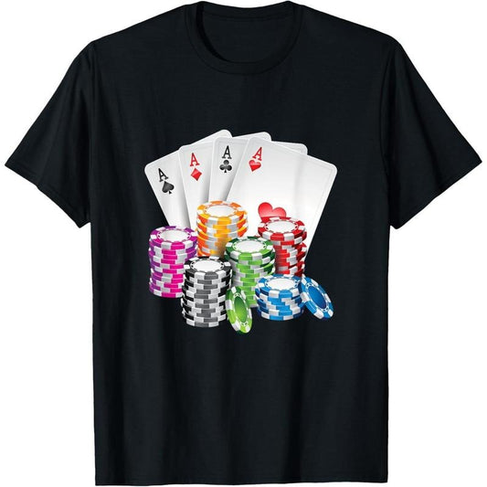 Poker King Queen Card Casino Chip Gambling T-Shirt made in usa