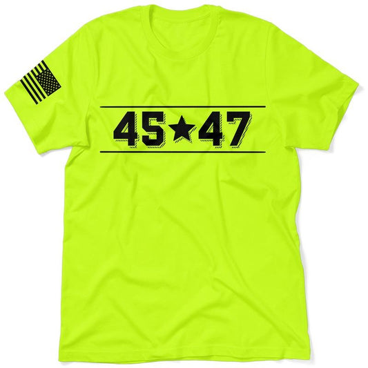 45-47 Hi Visibility Safety Yellow Work T-Shirt Jersey Men's 30-Day Guarantee Quality Cotton/Poly Blend Top with Blue Collar Menswear Graphic Apparel