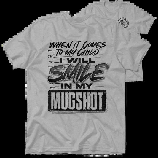 Mugshot Heather Gray T-Shirt Jersey Men's 30-Day Guarantee Quality Cotton/Poly Blend with Blue Collar - Menswear, Top Apparel Streetwear, Graphic Tees
