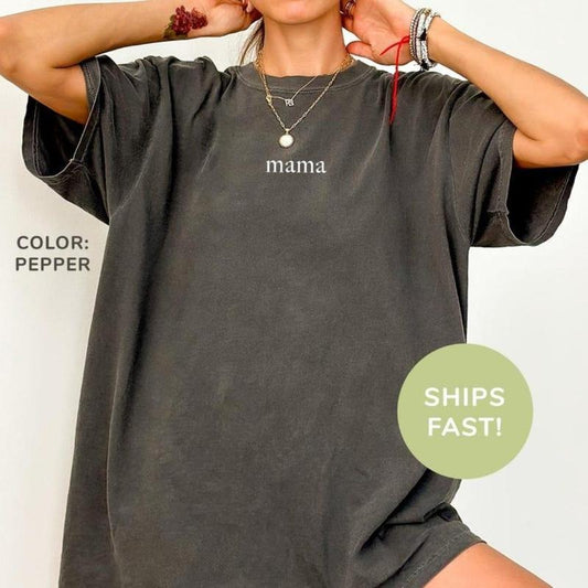 Comfort Colors Mama Shirt - Unisex Classic Fit Crew Neck Short Sleeve Tee 100% Cotton, 50/50 Cotton/Polyester, Mother's Day Gift for Mom T-Shirt