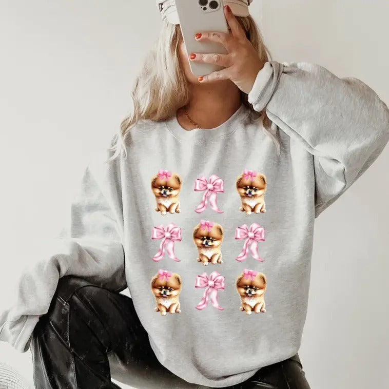 Pomeranian with Bows Sweatshirt ~ Sweatshirt Unisex Apparel Relaxed Fit Printed in the USA Clothing Womenswear Casual and...