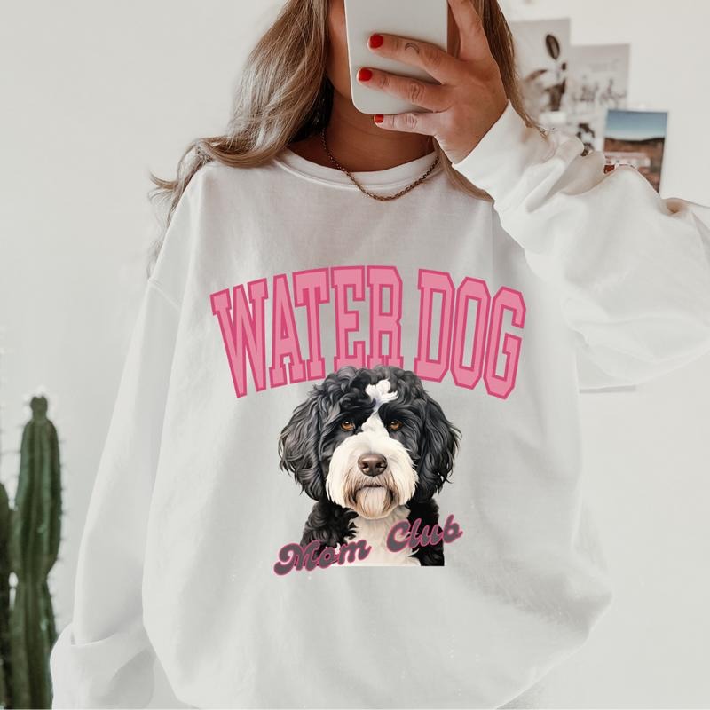 Portuguese water dog Mom Club Sweatshirt ~ Sweatshirt Unisex Apparel Relaxed Fit Printed in the USA Clothing Womenswear...