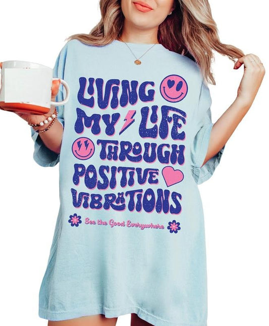 Positive Vibes T Shirt, Trendy Y2k Shirt, Graphic Tee, Hippie Boho T Shirt, Unisex T-Shirt, Gifts For Bff Friends, Short Sleeve Tee Shirt, Gifts For Her, Gifts For Birthday Mothers Day Christmas Anniversary Fit Top