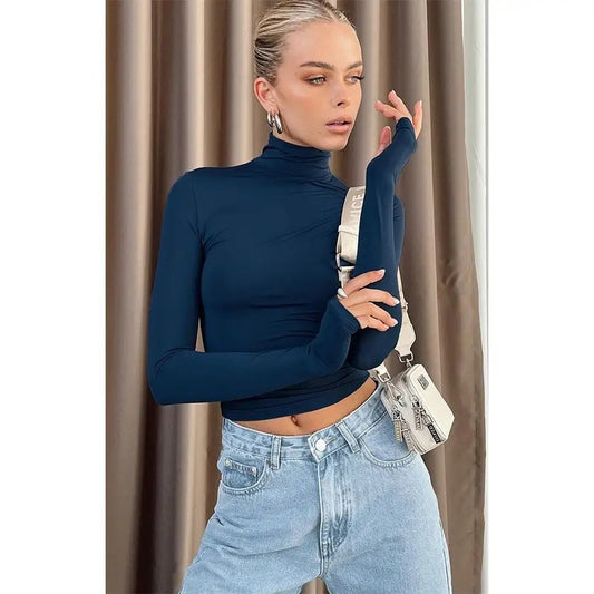 Princess Polly Women's Eco Navy Elysium Turtleneck Sweater