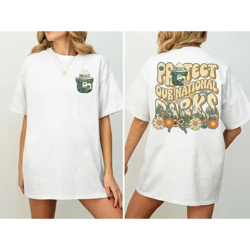 Protect Our National Parks Two Sides Tshirt, Nature Lover Gift, 63 Park List, Save Our Parks, Yosemite Joshua Park, Unisex Short Sleeve Tee