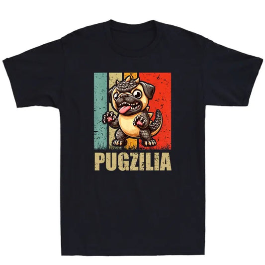 Pugzilla Pug Japanese Art Funny Pug Monster Parody Graphic Vintage Men's T-Shirt