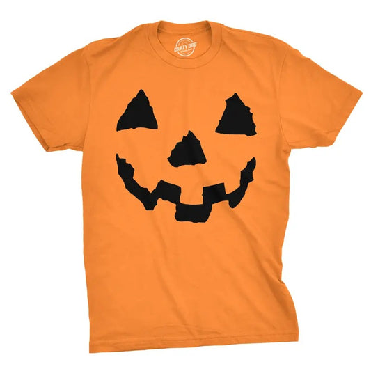 Pumpkin Face T-Shirt Funny Halloween Jack O Lantern Shirt Mens Funny T Shirts Cool Tees Soft Stylish Casual Menswear Halloween Apparel for Men Novelty Tees for Guys Orange