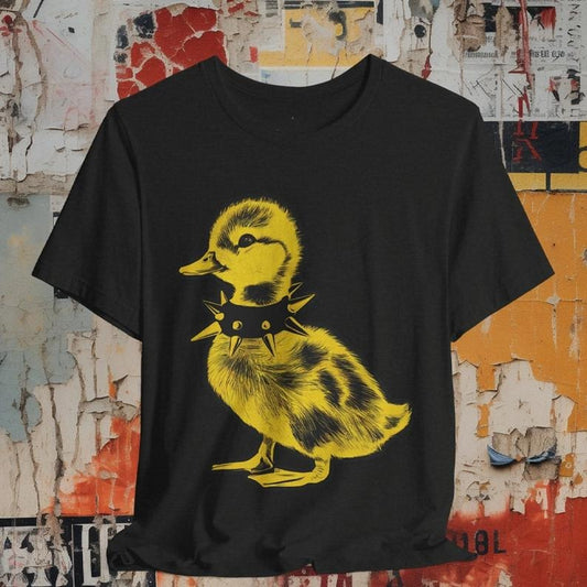 Punk T-shirt Baby Duck Graphic Black Tee Emo Punk Teens Spiked Collar Shirt Alternative Fashion Gift Punk Rock Graphic Shirt