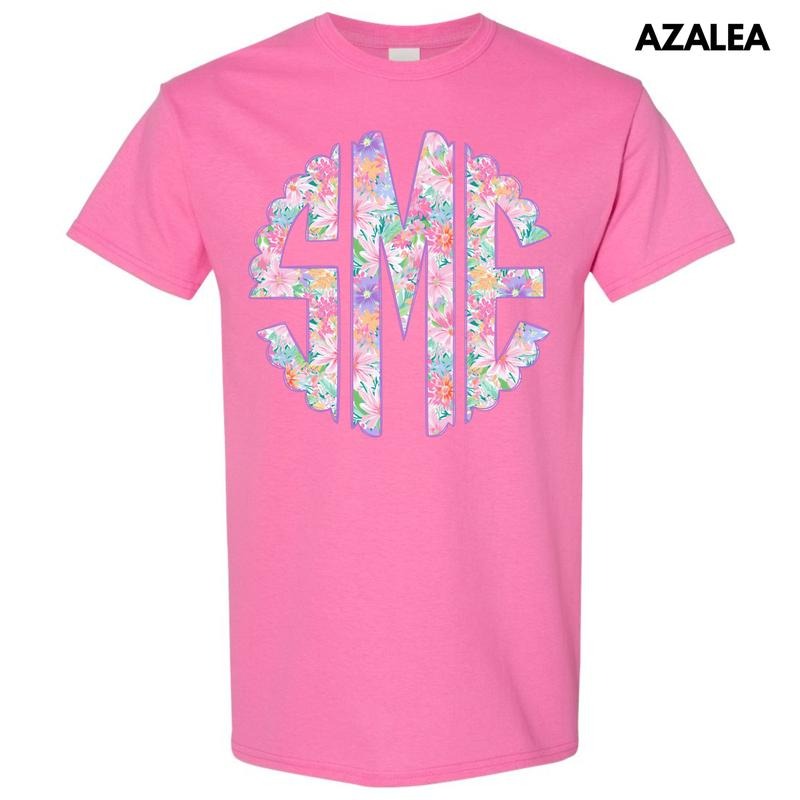 Purple Blossoms Monogram Gildan Short Sleeve T-Shirt 'NLB'