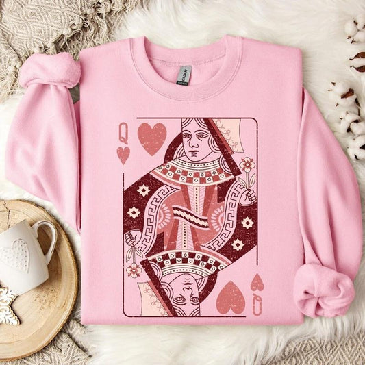 Queen Of Hearts Sweatshirt, Valentine's Day Sweatshirt, Funny Valentine Sweatshirt, Gift For Mother, Gift For Her Sweatshirt