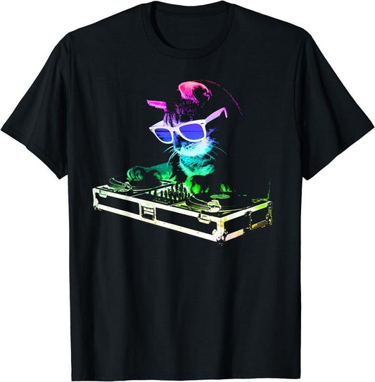 Rainbow DJ Cat T-Shirt