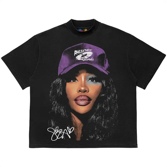 Rappper Big Face T-Shirt Vintage Rapper Graphic Tee Rap Hip Hop Y2k Merch Men Women Fans Menswear Top