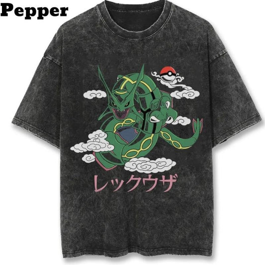 Rayquaza Tempest Vintage Tee, Rayquaza Tempest Shirt, Rayquaza Tempest Merch, Pokemon Shirt, Anime Shirt, vintage graphic tees, gift for fan, gift for him, gift for her Top Menswear Underwear Tshirt Streetwear T-Shirt