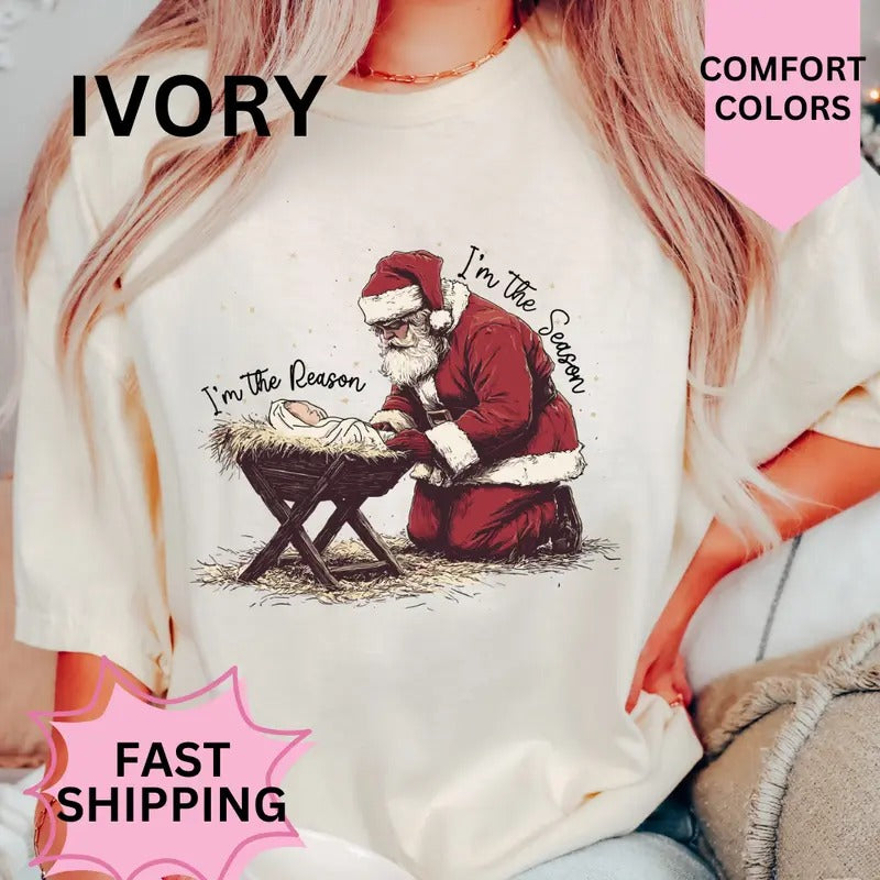 Reason For the Season Christmas Shirt, Comfort Colors, Christmas Coquette Shirt, Women's Holiday Tee, Casual Comfy Graphic