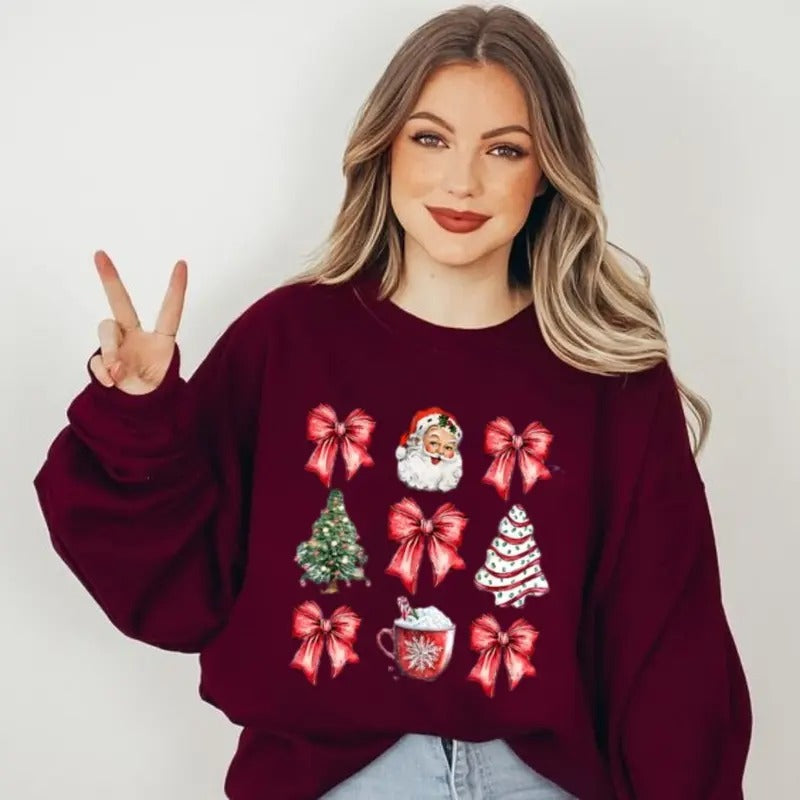 Red Coquette Christmas Shirt, Cute Xmas Shirt, Women's Holiday Tee, Sweatshirt, Hoodie