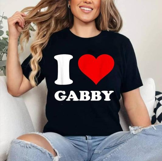 Red Heart I Love Gabby T-Shirt | Cotton 100%, Crewneck, Top Womenswear