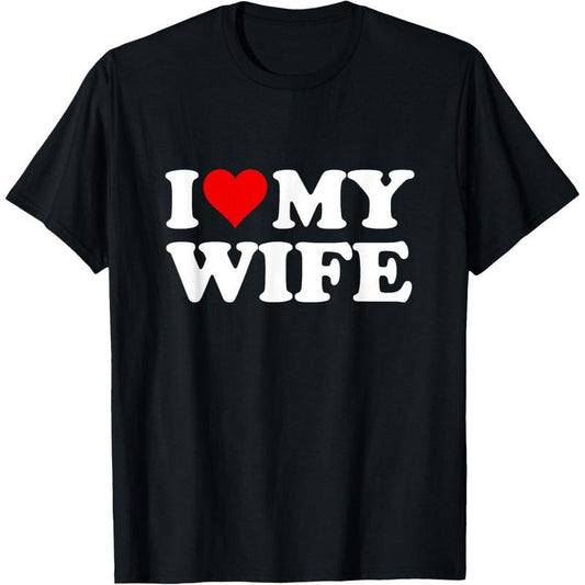 Red Heart I Love My Wife T-Shirt made in usa