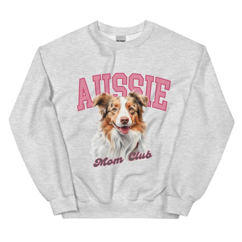 Red Merle Aussie Dog Mom Club Sweatshirt - Unisex Apparel Relaxed Fit Printed in the USA Clothing Womenswear Casual and...