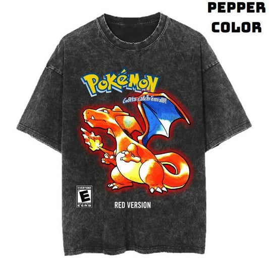 Red Version Vintage Tee, Charmander Shirt, Pokemon Shirt, Anime Manga Shirt, Unisex T-Shirt, Gift For Fan Pokemont Top Menswear Streetwear
