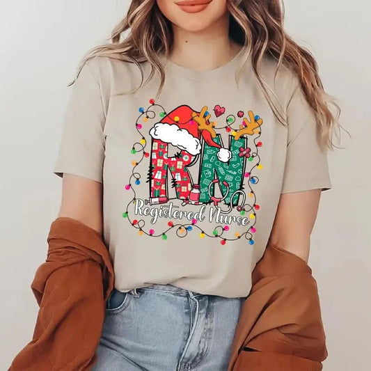 Registered Nurse Christmas T-shirt for Women, Christmas RN Shirt, Holiday Nursing Tee, Christmas Gift for Nurse