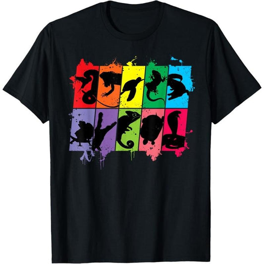 Reptile Lover Pet Snake Lizard Colorful Retro T-Shirt made in usa