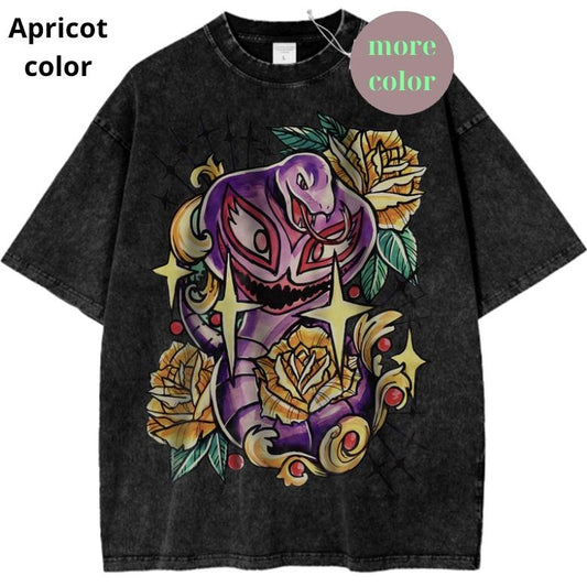 Retro Arbok T-Shirt, Pokemon Shirt, PKM Shirt, Anime TShirt, Vintage Graphic Tee, Streetwear Shortsleeve Printed Womenswear Top